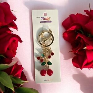 Cherry Keychain with Red and Green Accents